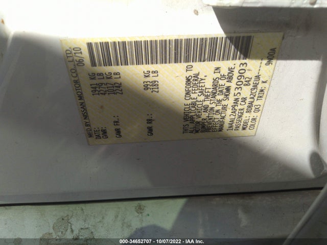 2010 NISSAN ALTIMA 2.5 VIN: 1N4AL2AP9AN530903
