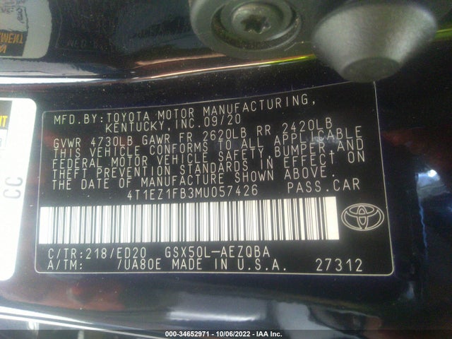 2021 Toyota Avalon, VIN: 4T1EZ1FB3MU057426