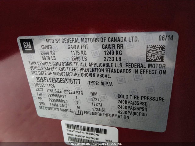 GMC Terrain Sle 2014 2GKFLVEK5E6378777 Image 9