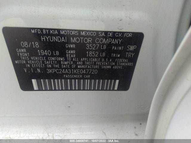 2019 Hyundai Accent, VIN: 3KPC24A31KE047720