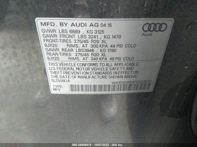 2015 Audi Q7, VIN: WA1DGAFE3FD023970