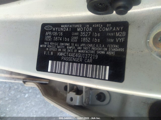 2016 Hyundai Accent, VIN: KMHCT4AE4GU137219