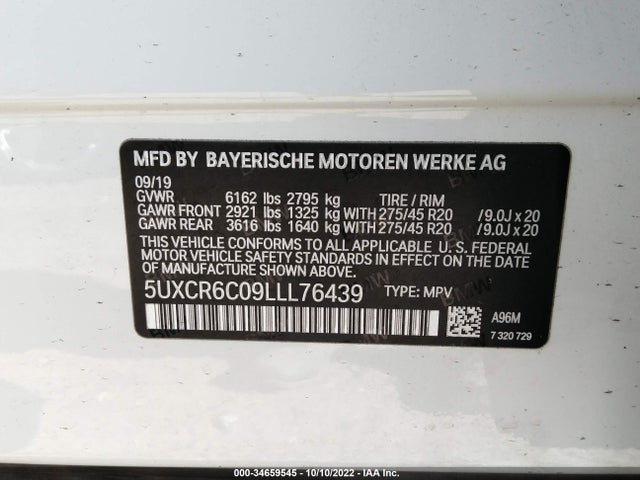 BMW X5 Xdrive40i 2020 5UXCR6C09LLL76439 Image 10