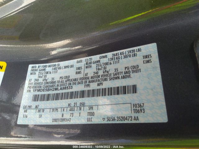 1FMDE5BH2MLA98533 Ford Bronco Base/big Bend