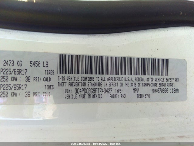 Dodge Journey Sxt 2015 3C4PDCBG9FT743427 Image 10