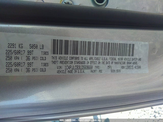 1C4PJLCB3LD569660 Jeep Cherokee Latitude Fwd