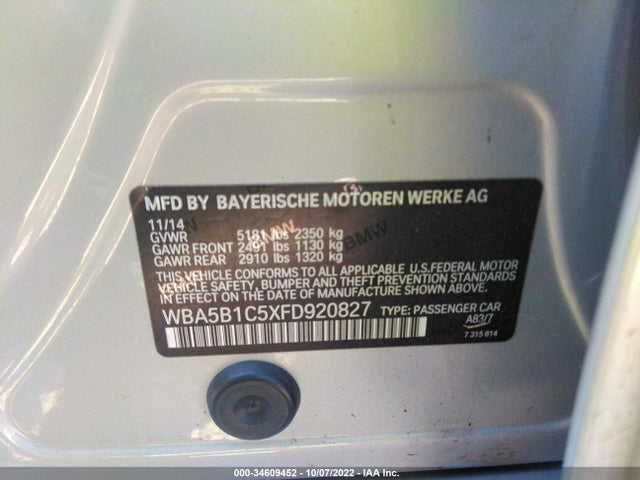 BMW 5 Series 535i 2015 WBA5B1C5XFD920827 Image 9