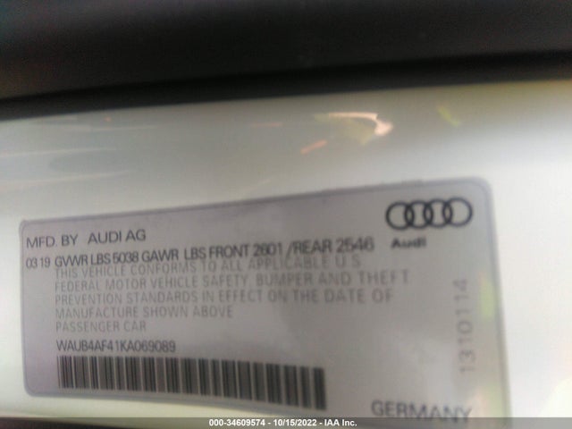 2019 Audi S4, VIN: WAUB4AF41KA069089