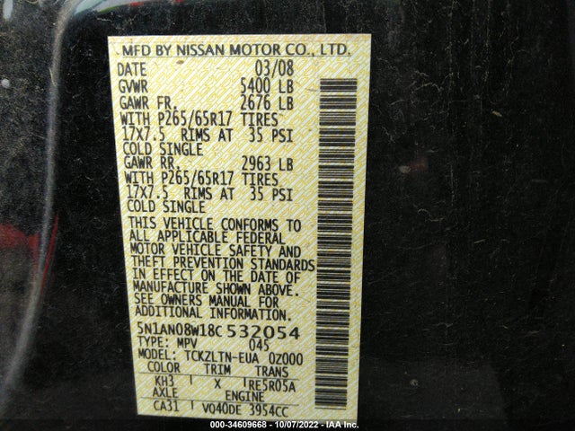 Nissan Xterra 2008 5N1AN08W18C532054 Image 11