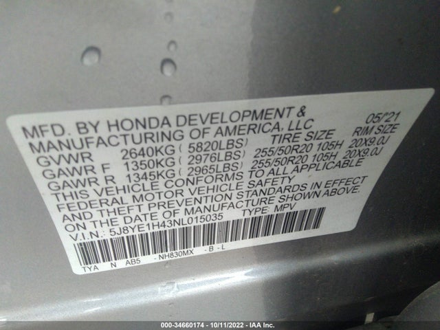 2022 Acura MDX, VIN: 5J8YE1H43NL015035