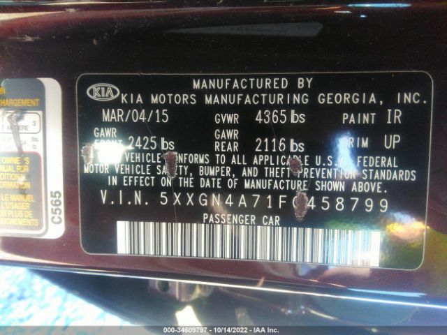 5XXGN4A71FG458799 KIA OPTIMA EX