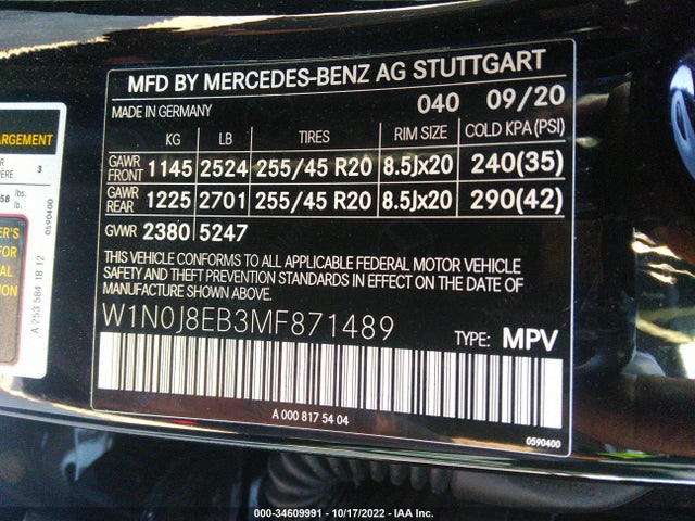 2021 Mercedes-Benz GLC-Class Coupe, VIN: W1N0J8EB3MF871489