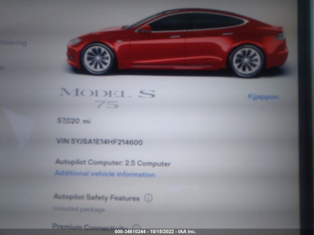 2017 Tesla Model S, VIN: 5YJSA1E14HF214600