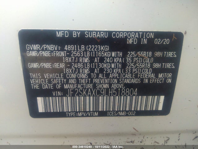 2020 Subaru Forester, VIN: JF2SKAXC9LH518804
