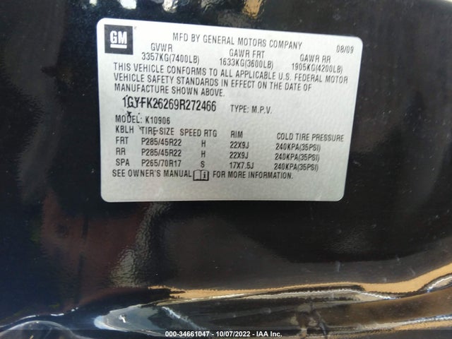 1GYFK26269R272466 Cadillac ESCALADE ESV
