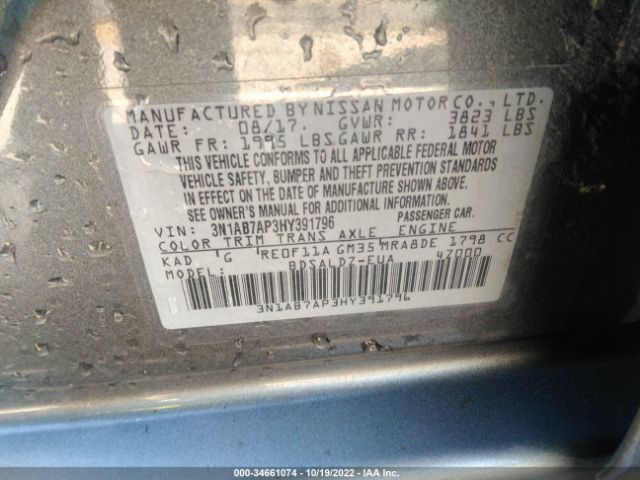 3N1AB7AP3HY391796 Nissan SENTRA SV
