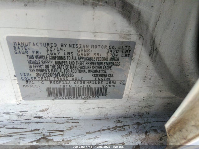 Nissan Versa Note S Plus/sv/sr/s (sr)/sl 2015 3N1CE2CP8FL406285 Image 9