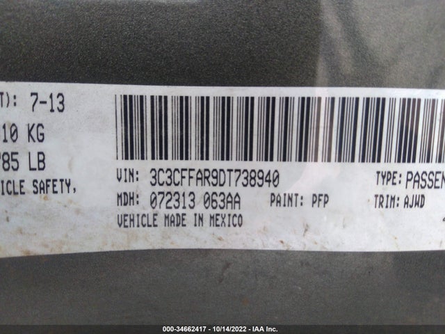 3C3CFFAR9DT738940 Fiat 500 POP