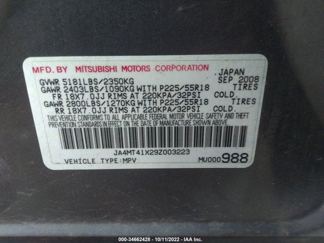 Mitsubishi Outlander Xls 2009 JA4MT41X29Z003223 Image 11