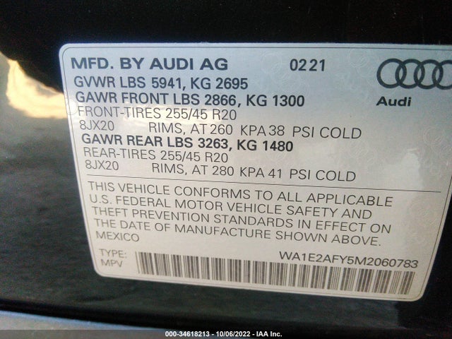 2021 Audi Q5, VIN: WA1E2AFY5M2060783