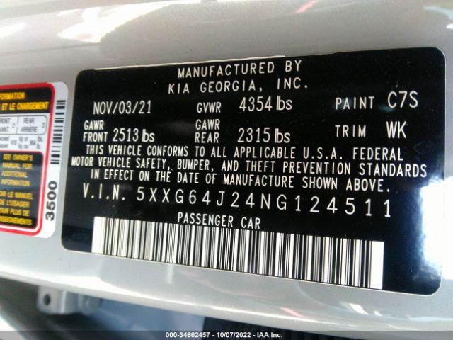 5XXG64J24NG124511 KIA K5 Gt-line