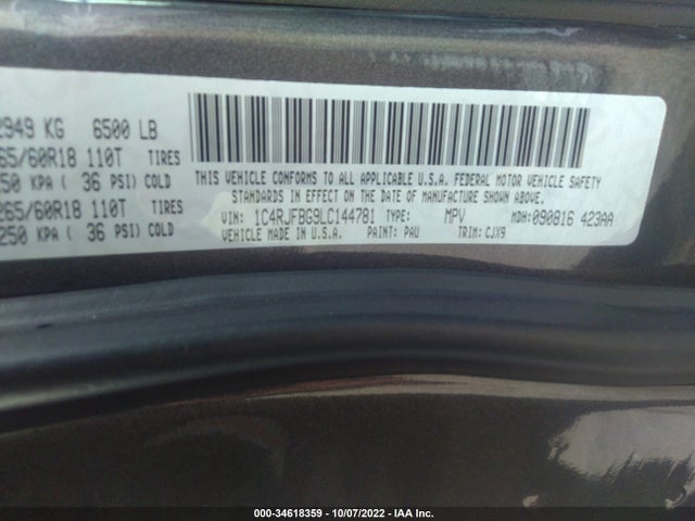 2020 Jeep Grand Cherokee, VIN: 1C4RJFBG9LC144781