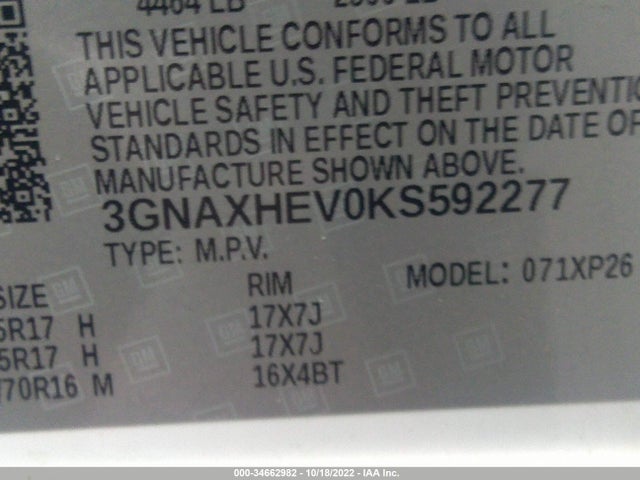 Chevrolet EQUINOX LS 2019 3GNAXHEV0KS592277 Image 9