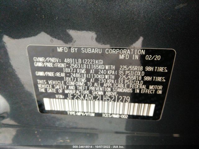 JF2SKARC2LH521279 Subaru Forester Sport