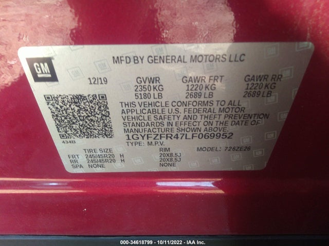 2020 Cadillac XT4, VIN: 1GYFZFR47LF069952
