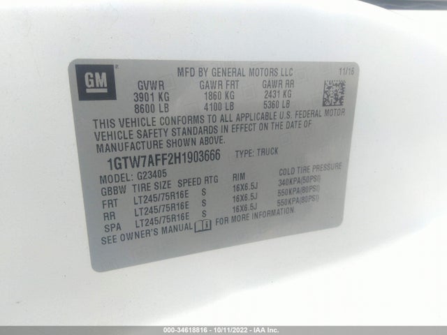2017 GMC Savana, VIN: 1GTW7AFF2H1903666