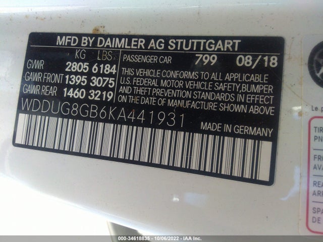 2019 Mercedes-Benz S-Class, VIN: WDDUG8GB6KA441931
