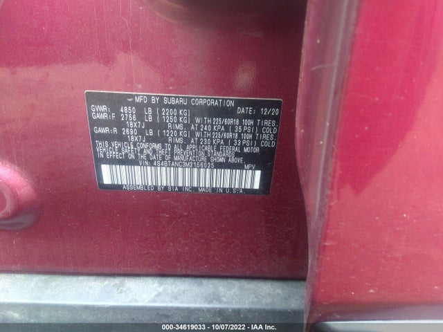 2021 Subaru Outback, VIN: 4S4BTANC3M3156025