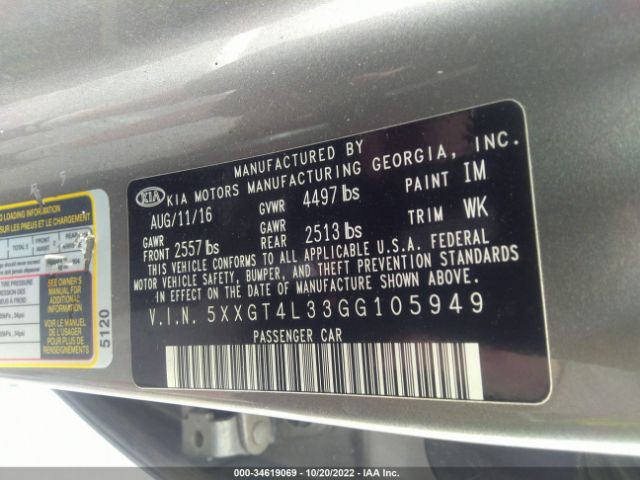 5XXGT4L33GG105949 KIA Optima Lx