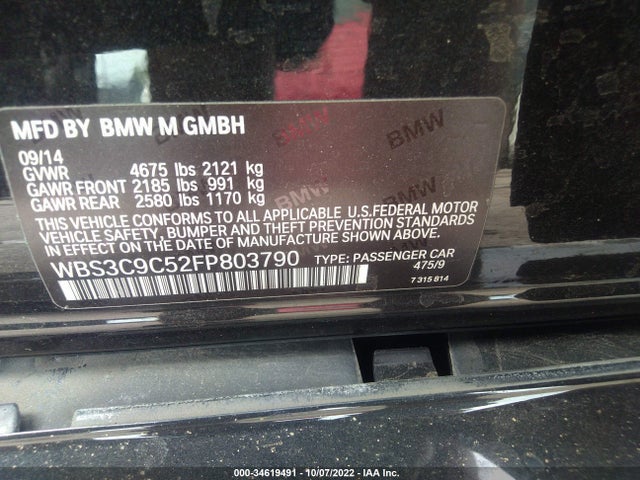 2015 BMW M3, VIN: WBS3C9C52FP803790