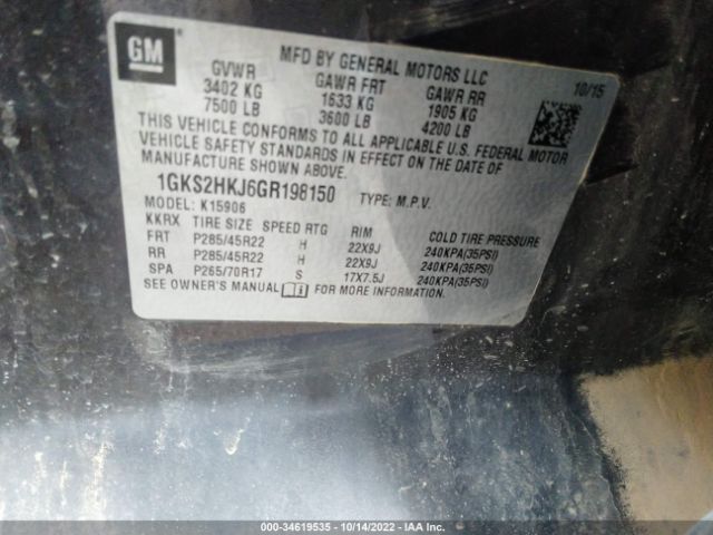 1GKS2HKJ6GR198150 GMC YUKON XL DENALI