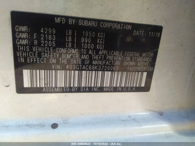 4S3GTAC68K3720062 Subaru Impreza Premium