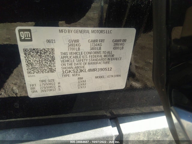 2021 GMC Yukon XL, VIN: 1GKS2JKL4MR390512