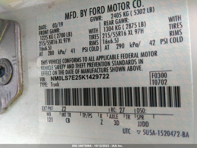2019 Ford Transit Connect, VIN: NM0LS7E25K1429722
