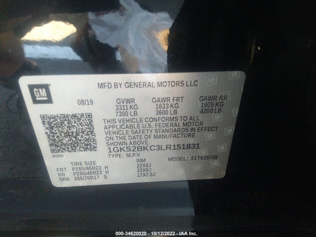 GMC YUKON SLT 2020 1GKS2BKC3LR151831 Image 9