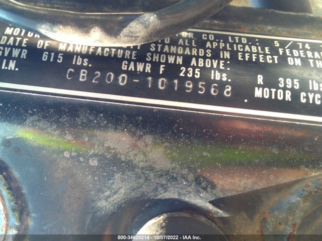 1974 HONDA CB250 VIN: CB2001019568