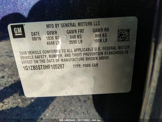 Chevrolet MALIBU LS 2017 1G1ZB5ST0HF105287 Image 9