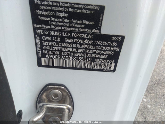 2015 Porsche 911, VIN: WP0CB2A98FS155019