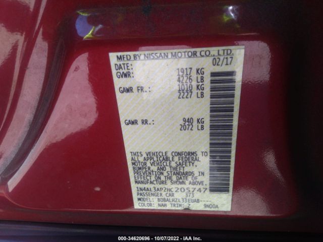 1N4AL3AP2HC205747 Nissan Altima 2.5 Sr