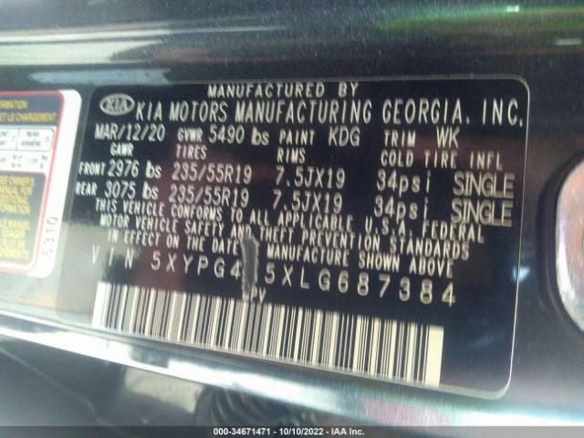 5XYPG4A5XLG687384 KIA Sorento S V6