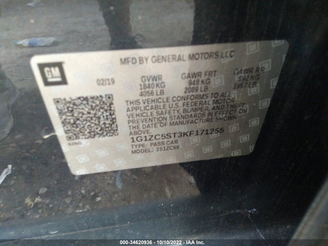 Chevrolet MALIBU LS 2019 1G1ZC5ST3KF171255 Image 10