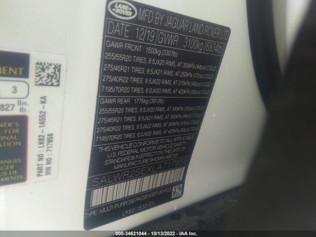 2020 Land Rover Range Rover Sport, VIN: SALWR2SEXLA717856