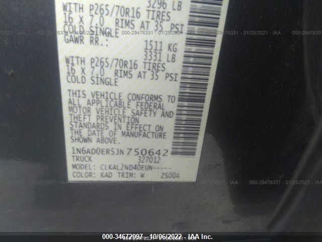 1N6AD0ER5JN750642 Nissan Frontier Sv V6