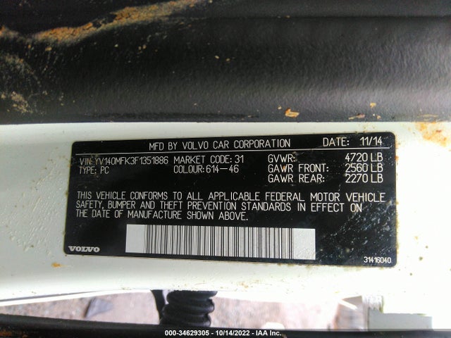 Volvo S60 2015 YV140MFK3F1351886 Image 10