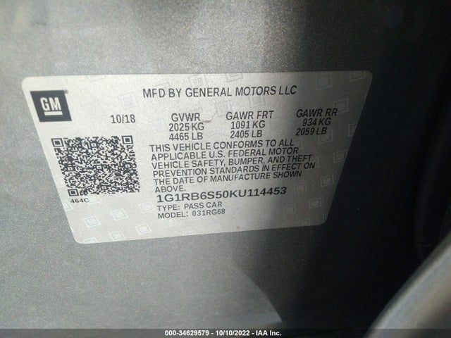 2019 Chevrolet Volt, VIN: 1G1RB6S50KU114453