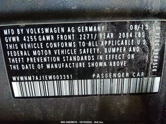 2014 Volkswagen Golf, VIN: WVWNM7AJ1EW003391